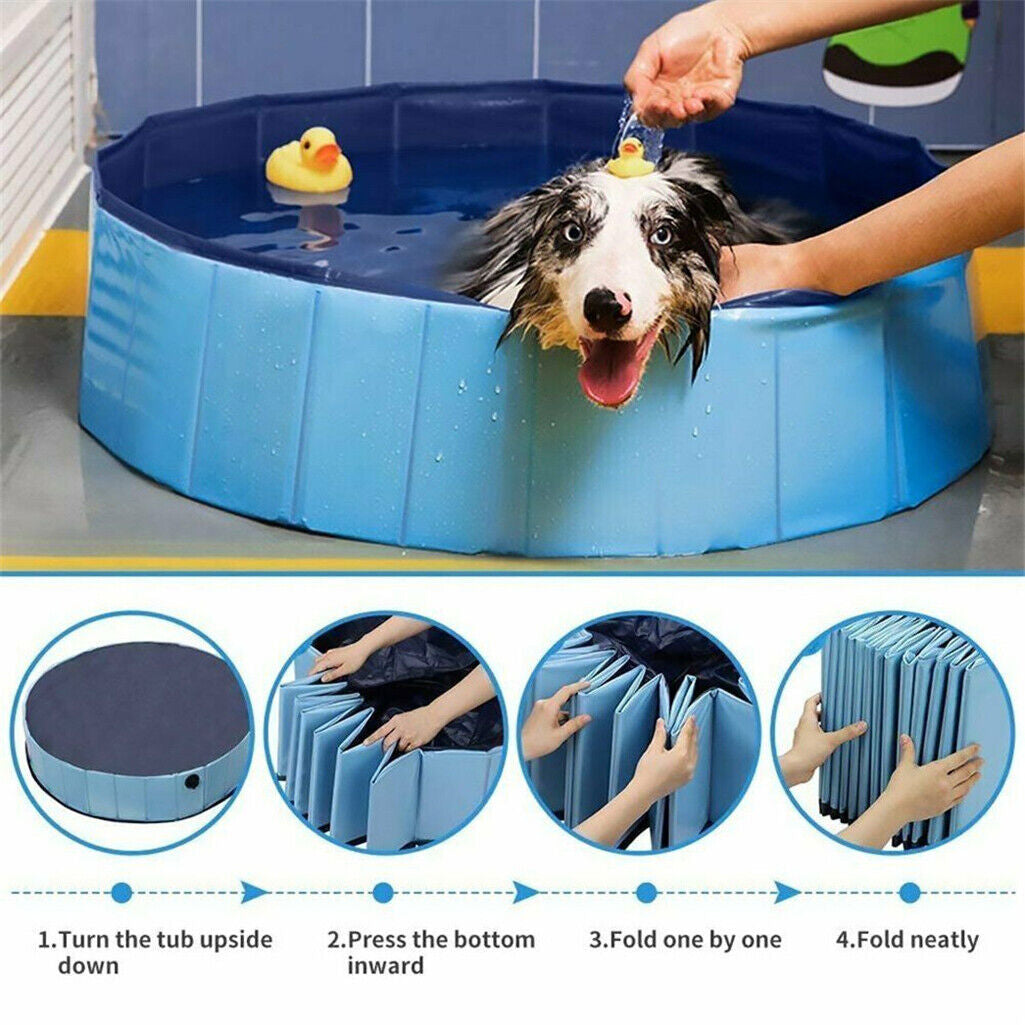 Large Pet Bath Pool Foldable Swimming Pool Dog Paddling Bathing Washer Tub Cool