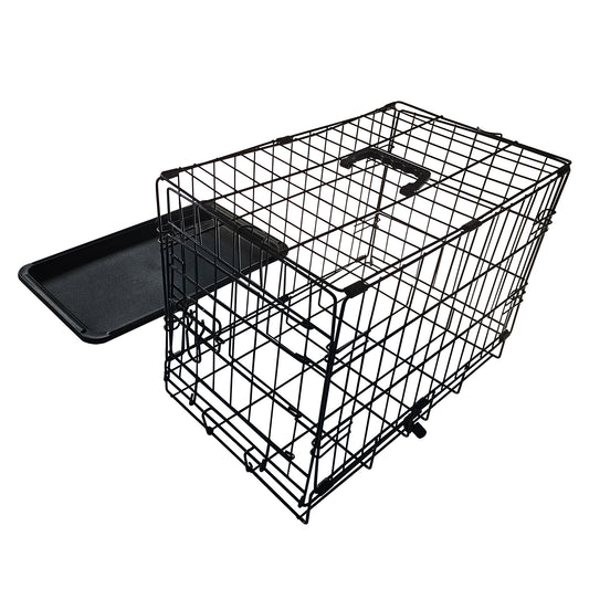 Metal Dog Cage Puppy Animal Training Kennel Pet Carrier Crates 24"-48" Black