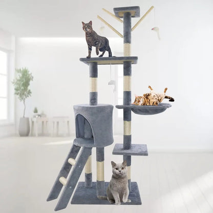 Cat Tree Cat Tower Cat Scratching Post for Indoor/Outdoor Cats, Cat Activity Centre 140Cm Cat Climbing Frame Tree Cat
