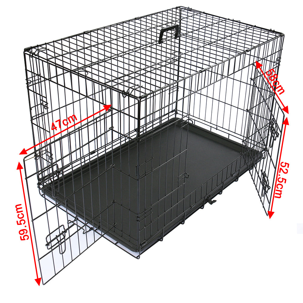 Metal Dog Cage Puppy Animal Training Kennel Pet Carrier Crates 24"-48" Black