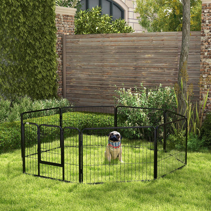 Pawhut Pet Pen Guinea Dog Pig Puppy Playpen Play House Steel Hutch Metal Grey