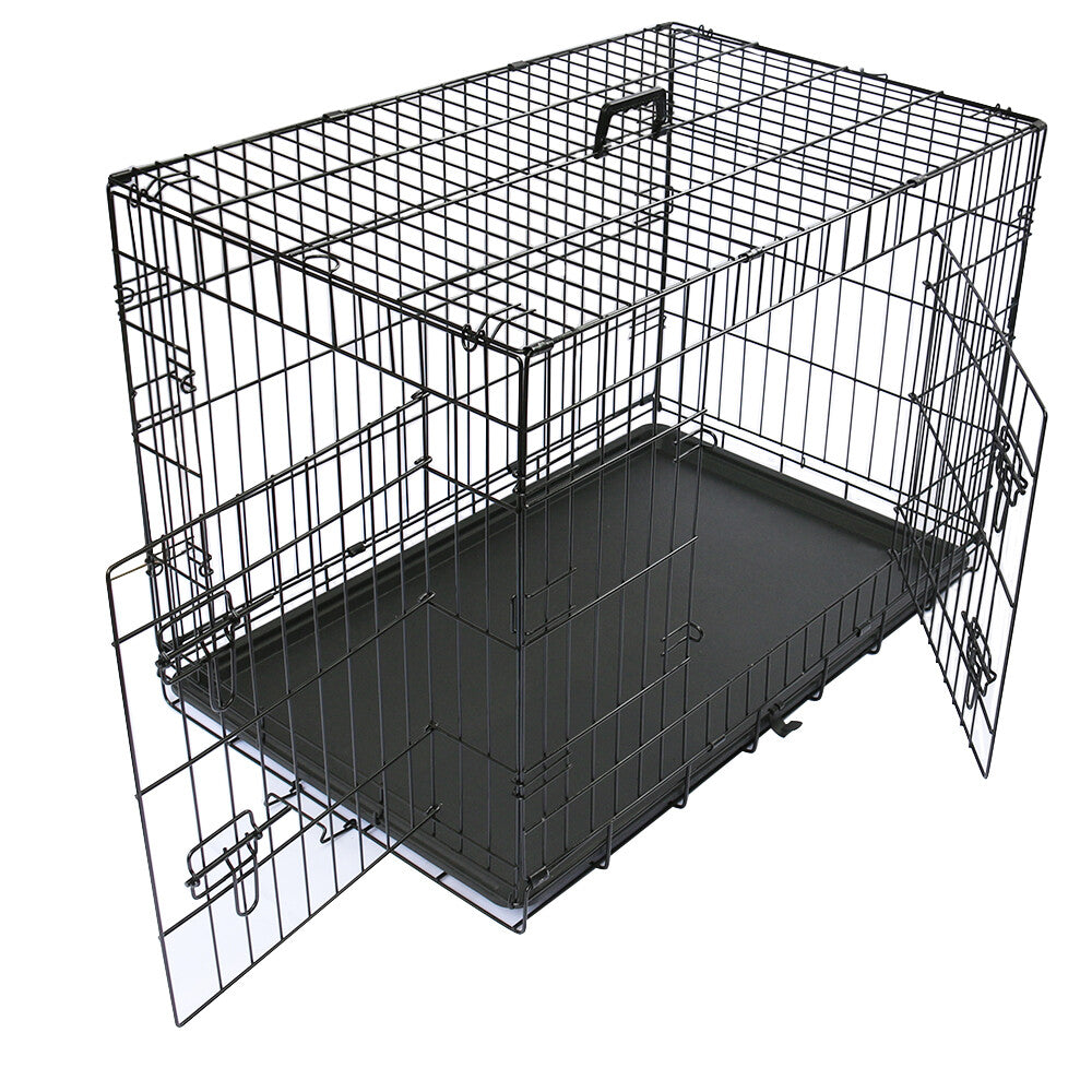 Metal Dog Cage Puppy Animal Training Kennel Pet Carrier Crates 24"-48" Black