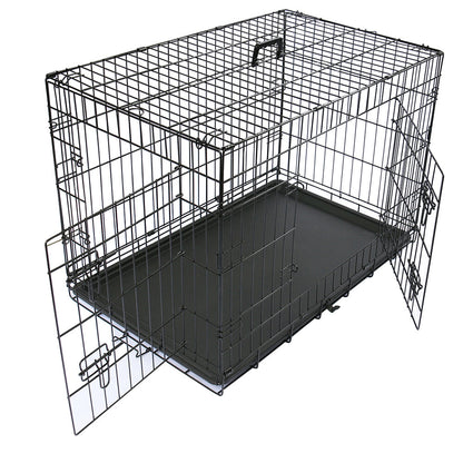 Metal Dog Cage Puppy Animal Training Kennel Pet Carrier Crates 24"-48" Black