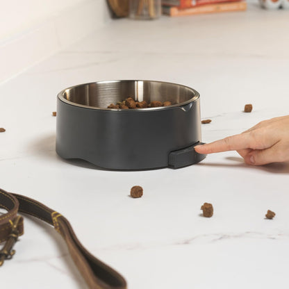 Digital Pet Food Scale – Smart Dog Bowl, Add & Weigh Tare Function, Measures Liquids, Pull Out LCD Display, Kitchen Food Weighing Bowl, 5 Kg Capacity, Stainless Steel Bowl, Cat Feeder, Grey