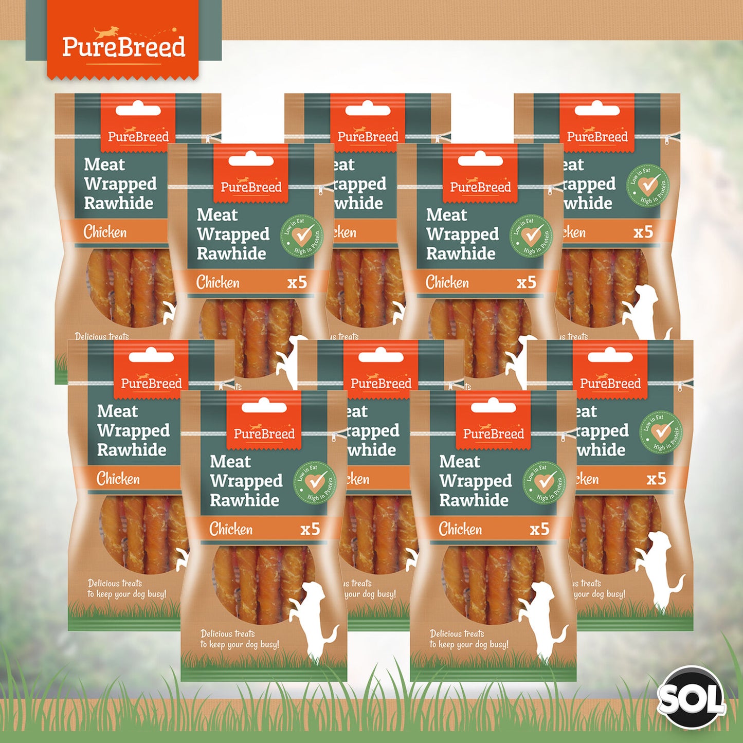 50Pk Dog Chews Treats Rawhide Twists Sticks Wrapped in Chicken Meat Healthy Food