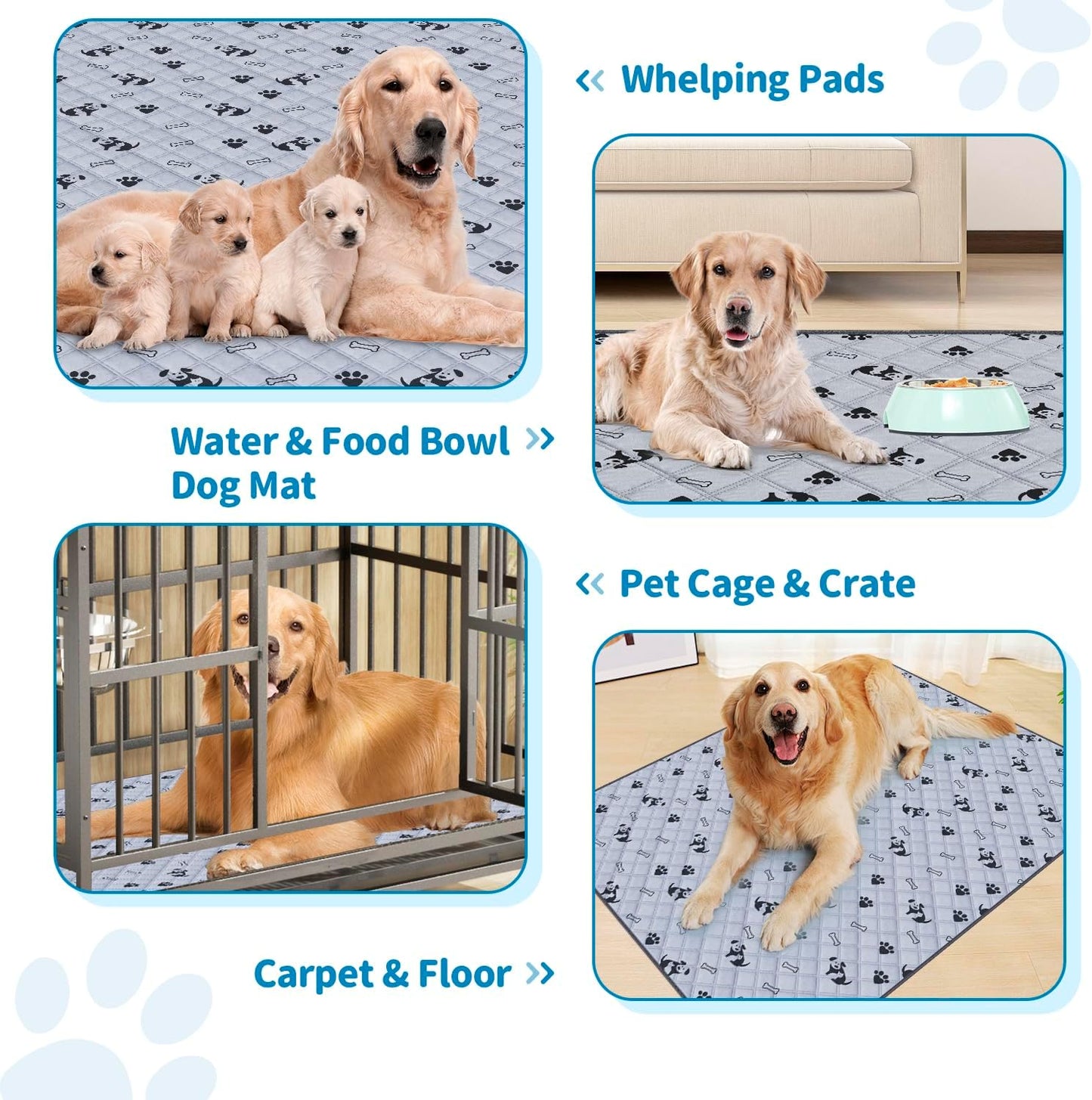 6 Pack Washable Dog Pee Pads 18X24 Inch, Reusable Puppy Training Pads Non-Slip Waterproof Potty Mat for Training, Travel, Whelping, Housebreaking, Incontinence (18X24 Inch)
