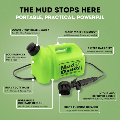– Portable Pet Washer, Multipurpose Washing Device, Muddy Walks, Pet Cleaning, Grooming Perfect for Dogs, Horses, Bikes, Shoes, Camping and More – 5 Litre – Green