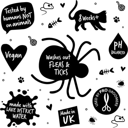 Flea and Tick Cat Shampoo by  500Ml, Deep Cleansing for Cats for Fleas, Ticks & Mites Contains Neem Oil, PH Balanced Vegan (500Ml Flea Shampoo)