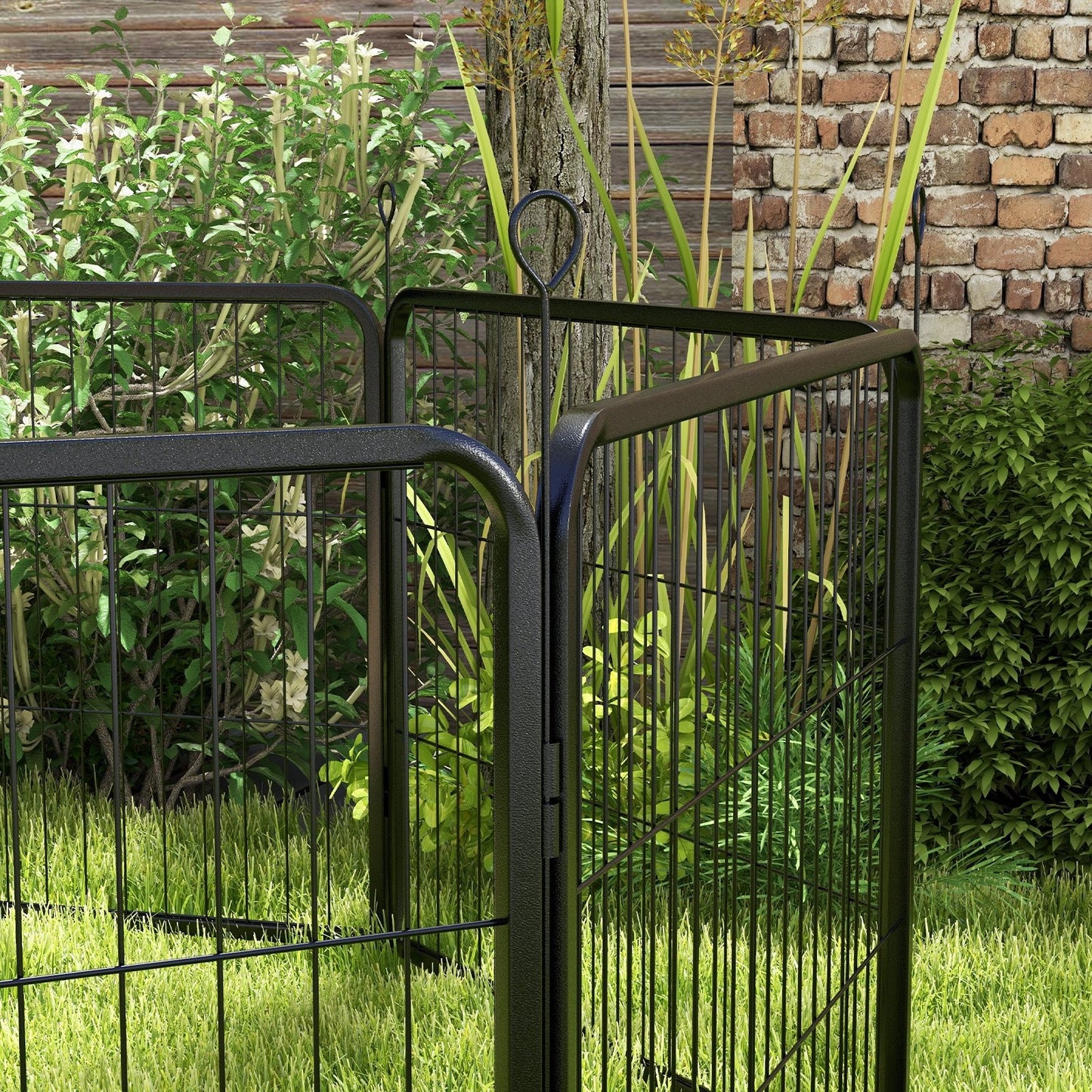 Pawhut Pet Pen Guinea Dog Pig Puppy Playpen Play House Steel Hutch Metal Grey