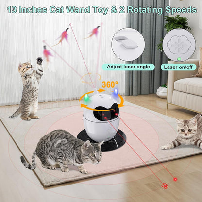 Cat Toy, Automatic & Remote Control, 2In1 Rechargeable - Rotating Feather & Dual Light, Cat Toy for Indoor Cats Kittens