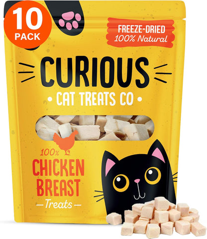 Freeze Dried Chicken Cat Treats 100% Natural Grain Free Fresh Chicken Dry Cat Treat Allergen-Free & Hypoallergenic Easy Digestion Nibbles for Cats 10 Bags X 10G