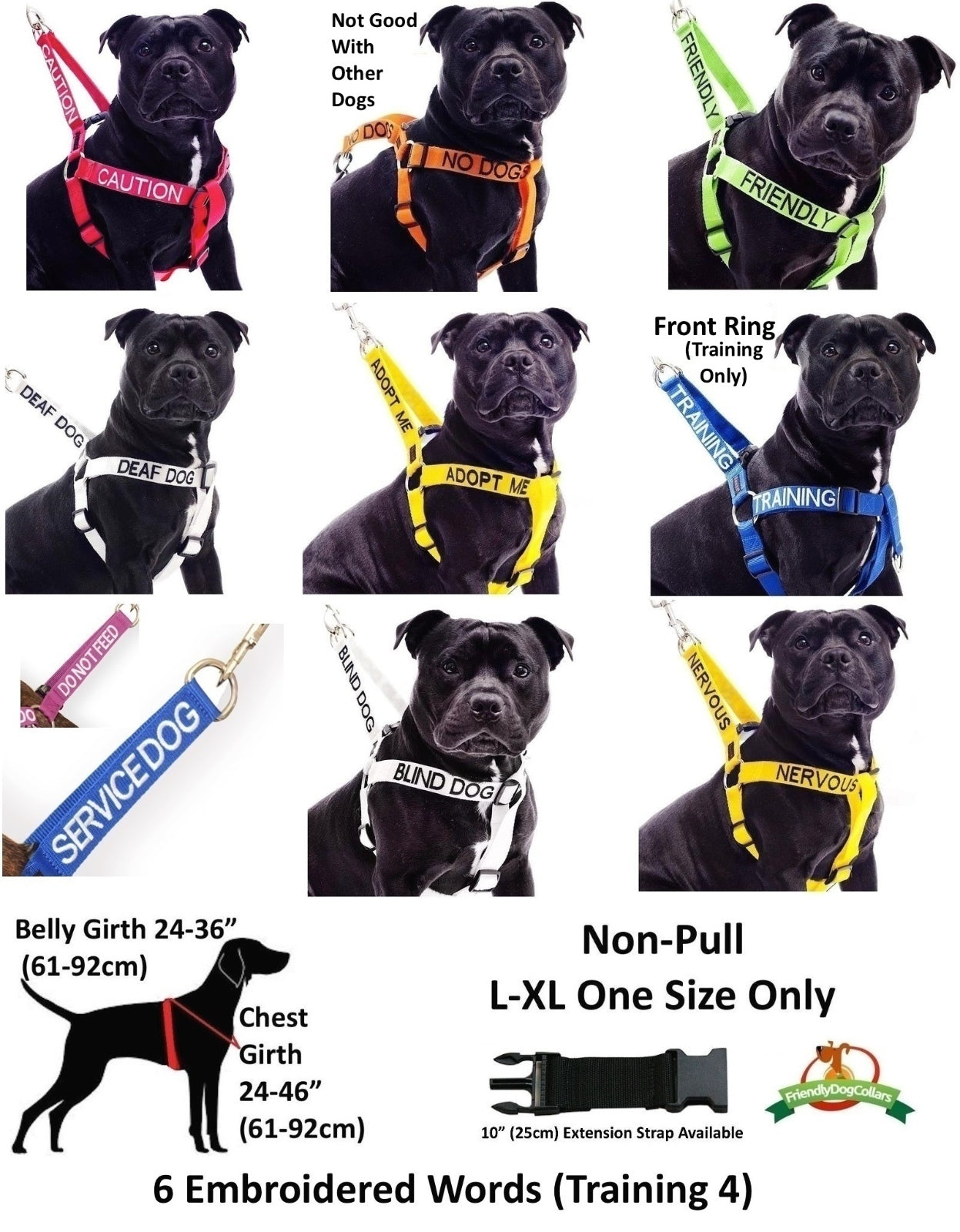 Non Pull Harness SERVICE DOG Blue Safety Heavy Duty Secure Harness or Lead Set