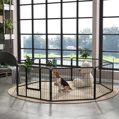 Pawhut Pet Pen Guinea Dog Pig Puppy Playpen Play House Steel Hutch Metal Grey