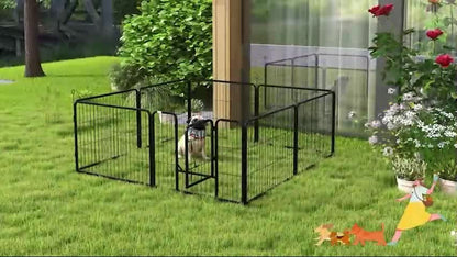Pawhut Pet Pen Guinea Dog Pig Puppy Playpen Play House Steel Hutch Metal Grey