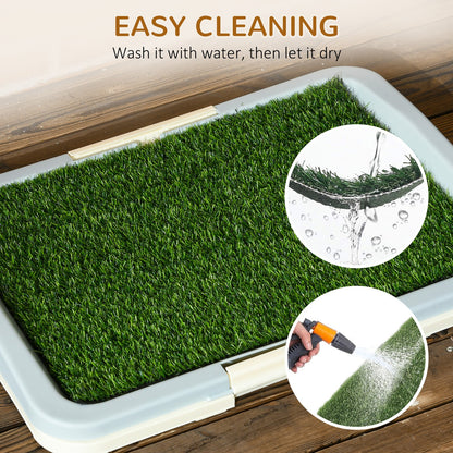 Pawhut Dog Toilet Indoor W/ Artificial Grass, Grid Panel, Tray, 63 X 48.5Cm