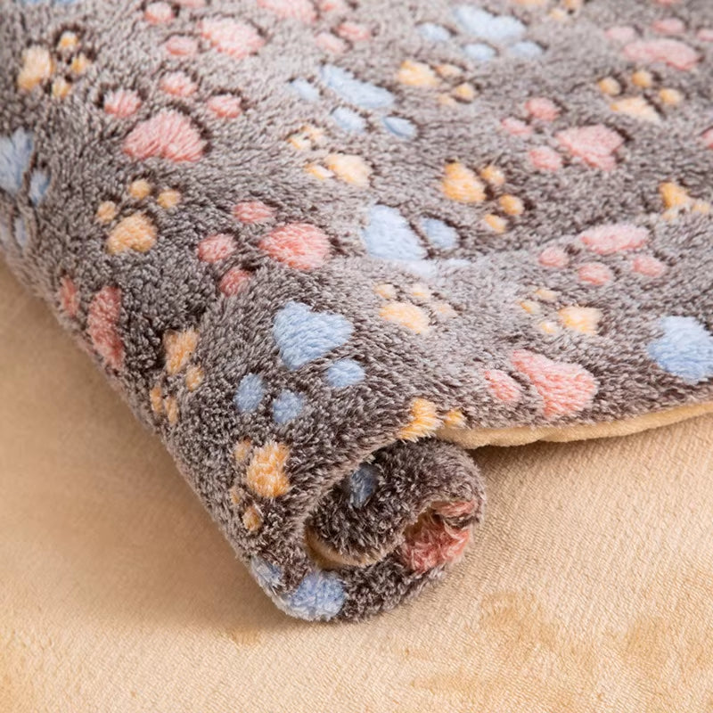 Pet Sleeping Mat Dog Bed Cat Bed Soft Fur Thickened Blanket Pad Velvet Household Washable Warm Footprint Star Pattern Blanket