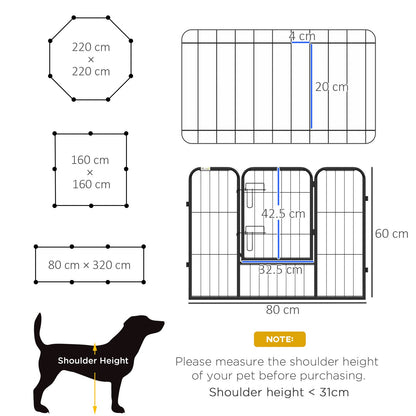 Pawhut Pet Pen Guinea Dog Pig Puppy Playpen Play House Steel Hutch Metal Grey