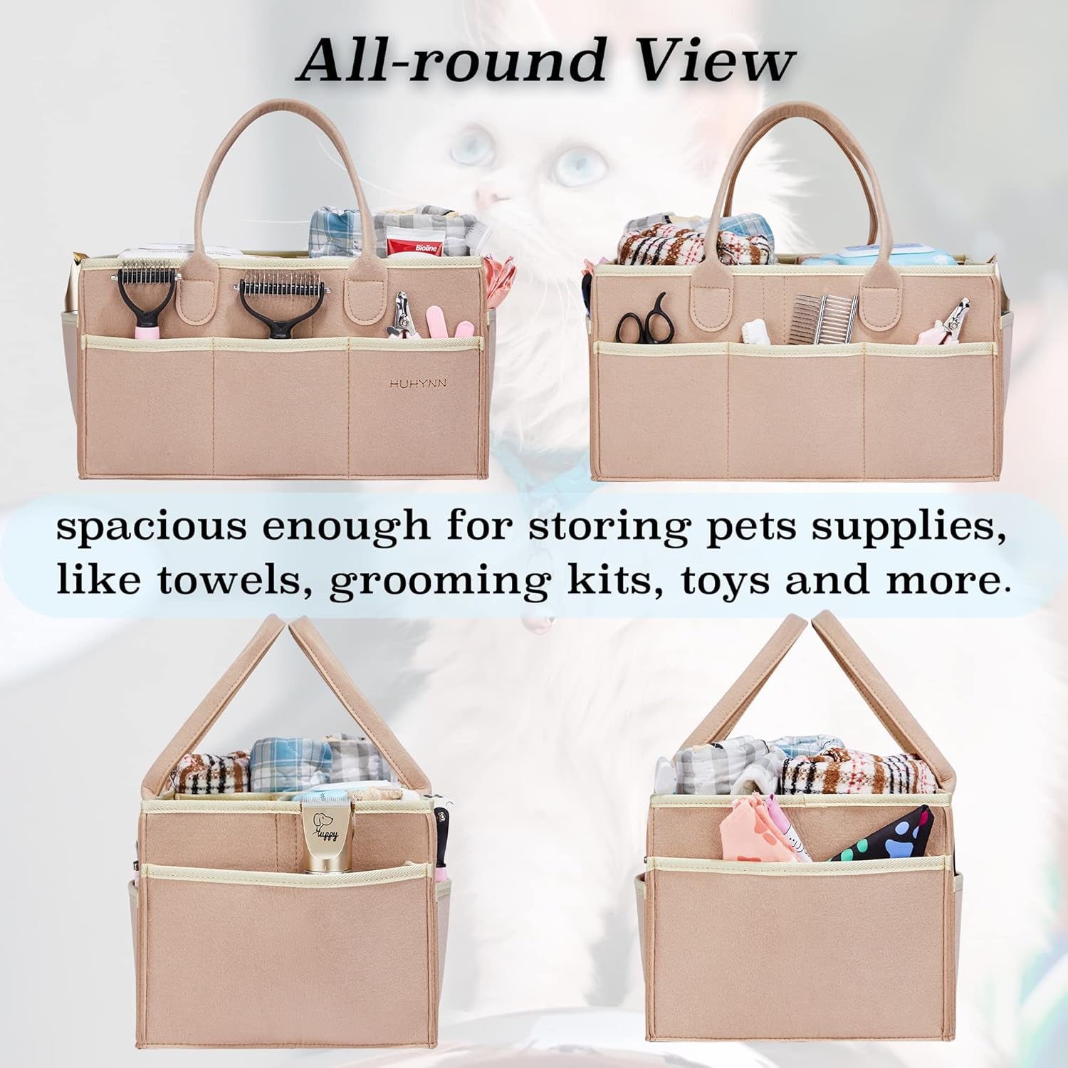 HUHYNN Pet Grooming Tote Bag, Dog Grooming Supplies Organizer Bag, Dog Grooming Bag for Travel Outdoor(Bag ONLY)