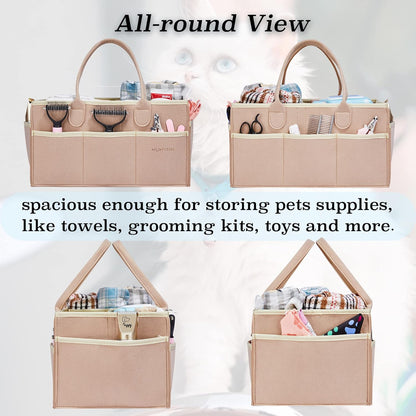 HUHYNN Pet Grooming Tote Bag, Dog Grooming Supplies Organizer Bag, Dog Grooming Bag for Travel Outdoor(Bag ONLY)