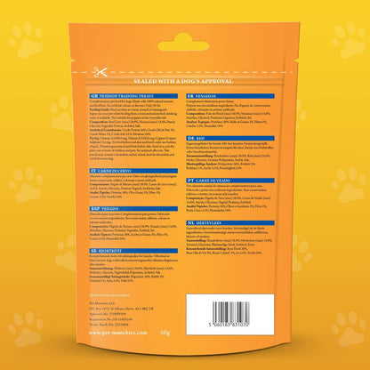 PET MUNCHIES VENISON BEEF LIVER DOG PUPPY TRAINING TREATS GRAIN FREE 50G