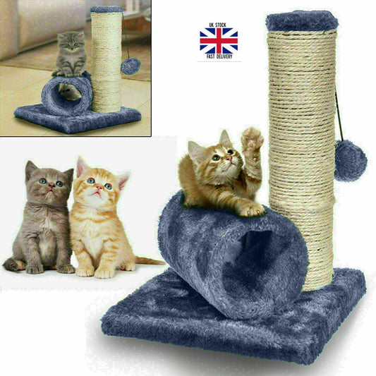 Cat Kitten Sisal Scratch Post Bed Toy with Tunnel & Mouse Pet Play Fun Activity
