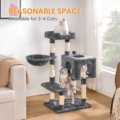 Cat Tree Large 4-Story Climbing Tower Kitten Scratching Post Pet Activity Center