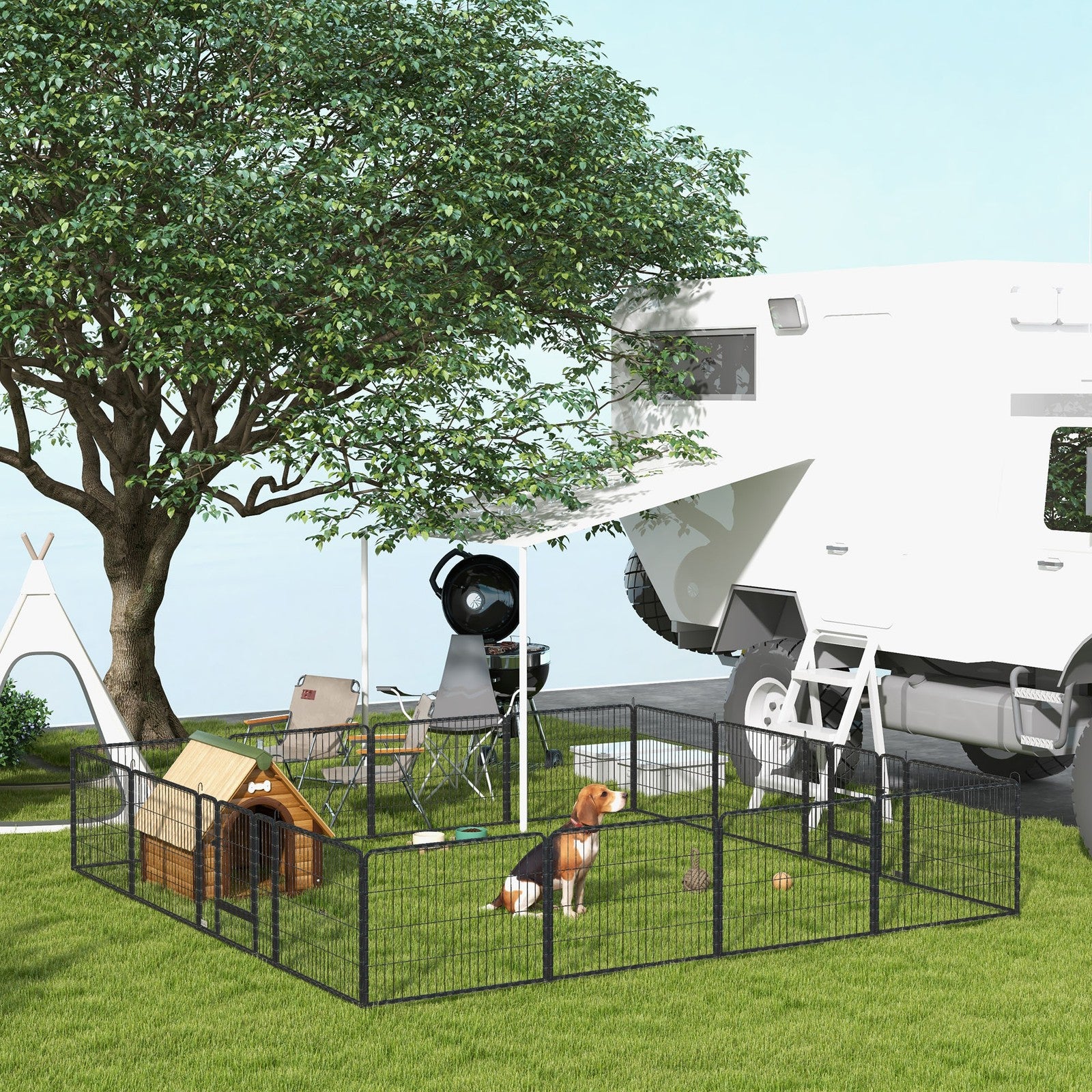 Pawhut 16 Panels Heavy Duty Puppy Play Pen for Small 60Hcm