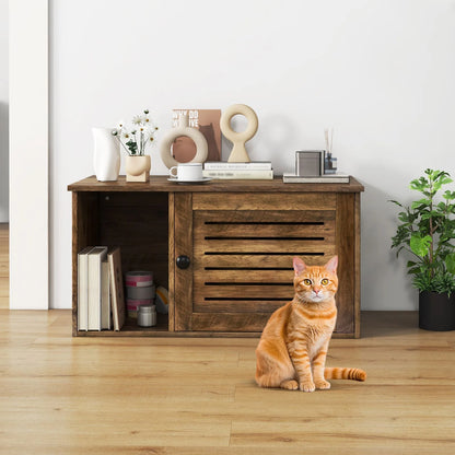 Cat Litter Box Enclosure Hidden Cat Washroom with Winding Entry