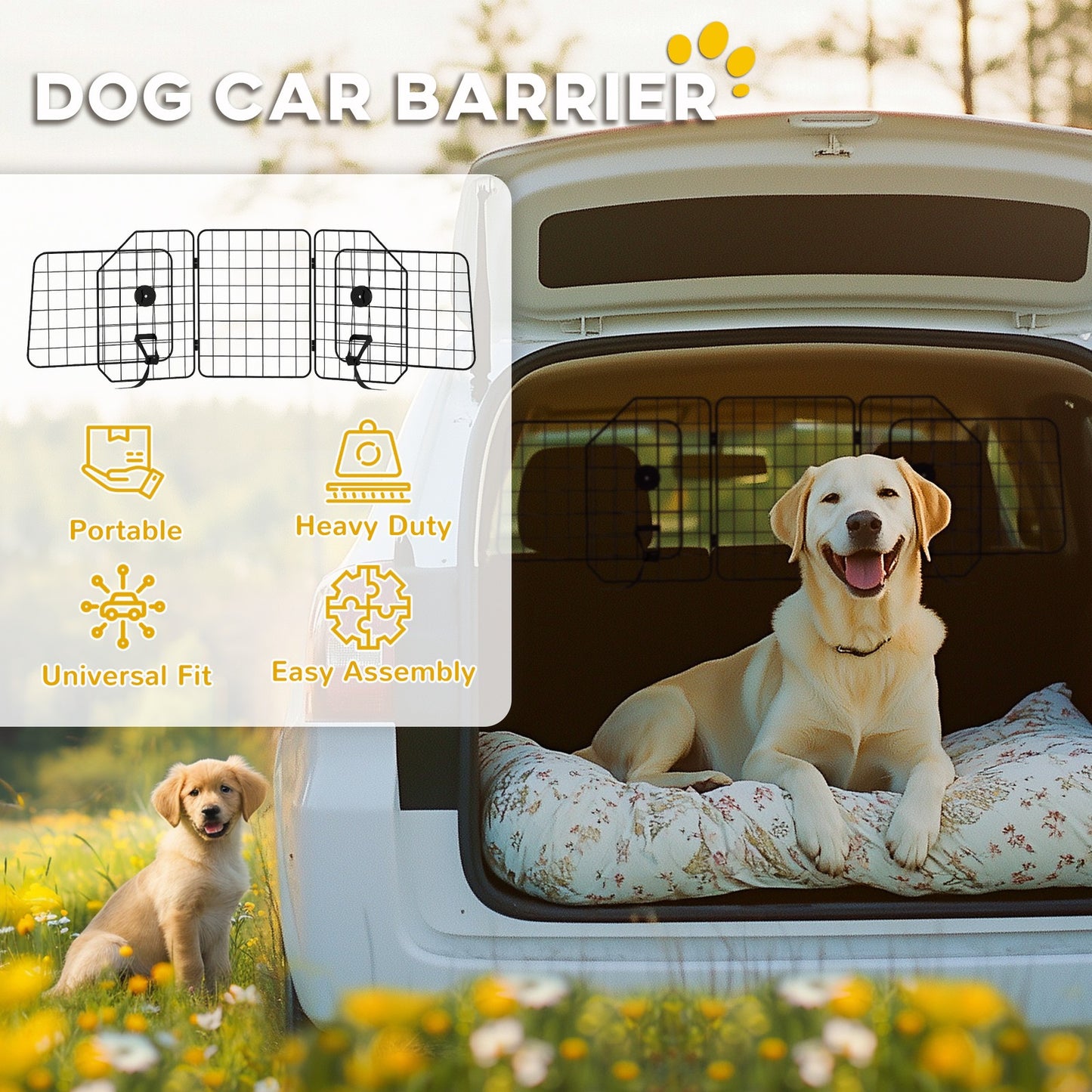 Dog Guard for Suvs, Vehicles, Vans, Car Barrier with Adjustable Width