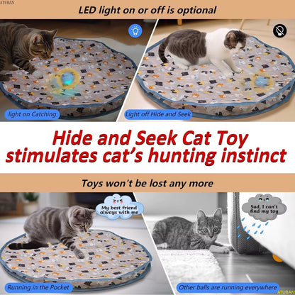 Electric Cat Toys,Hide and Seek Kitten Toy,Chirping&Motion Activated Interactive Cat Toy,Cats Hiding Cover Exercise Toy