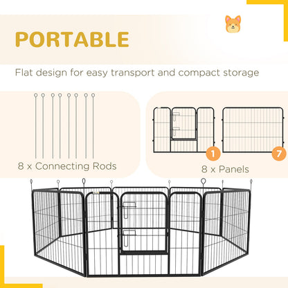 Pawhut Pet Pen Guinea Dog Pig Puppy Playpen Play House Steel Hutch Metal Grey