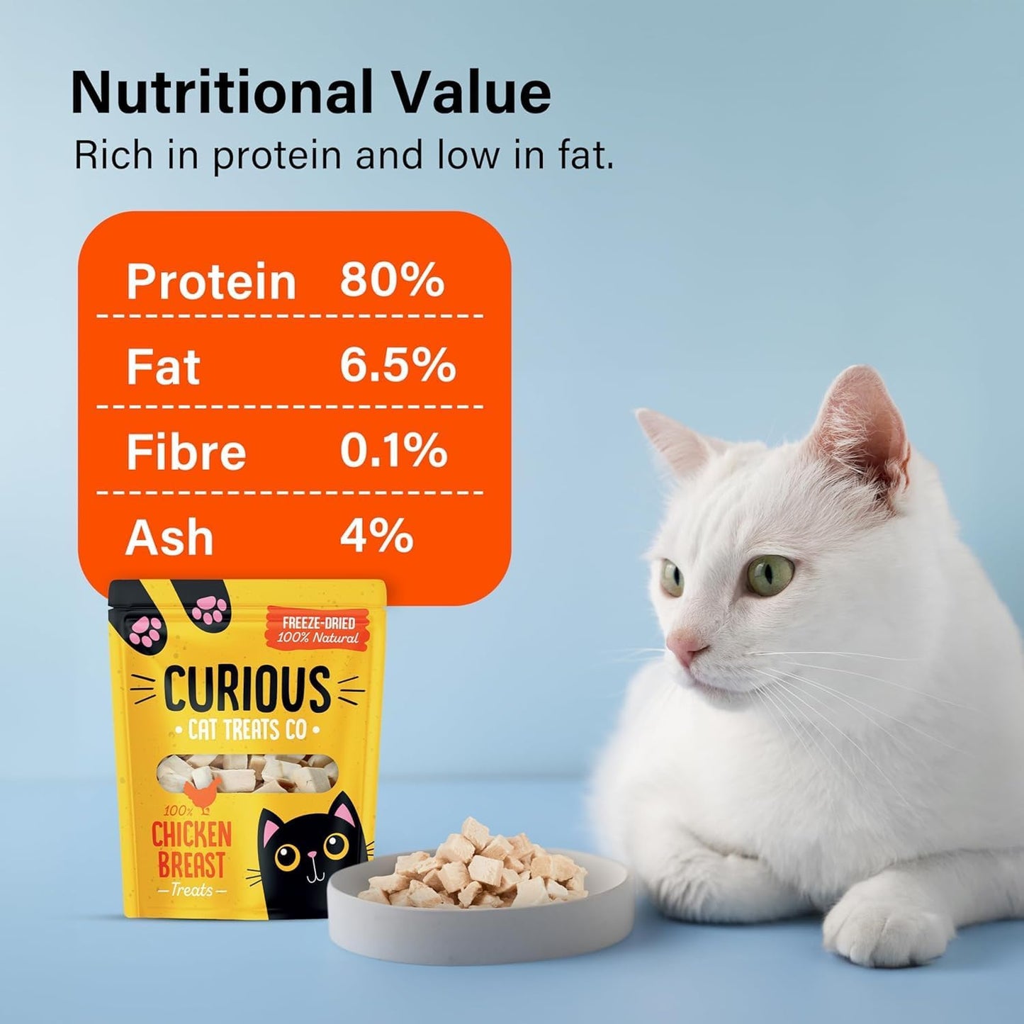Freeze Dried Chicken Cat Treats 100% Natural Grain Free Fresh Chicken Dry Cat Treat Allergen-Free & Hypoallergenic Easy Digestion Nibbles for Cats 10 Bags X 10G
