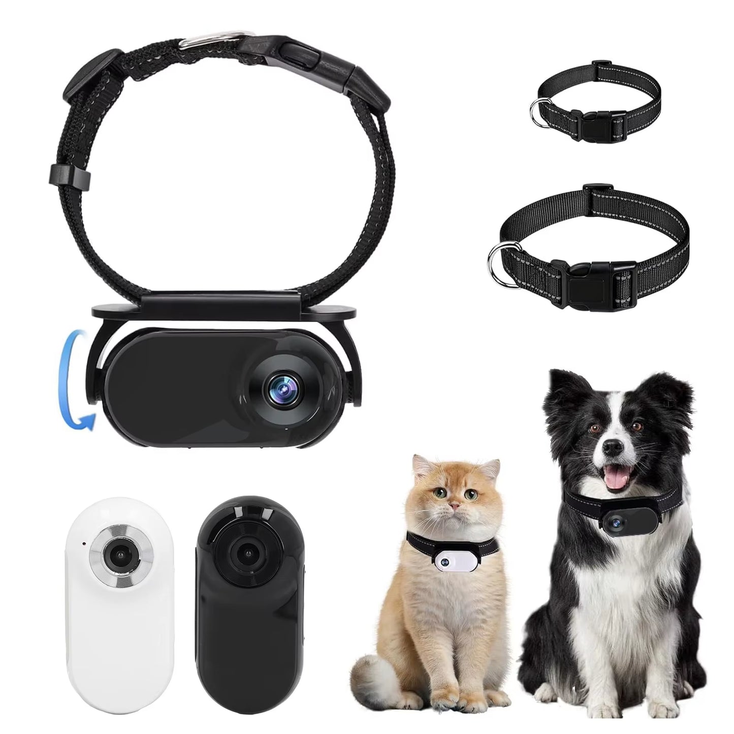 Pet Collar Camera 120 Deg Lens OTG Connection Video Recording Adjustable Magnetic Cat Sport Camera for Outdoor Dog Collar Camera
