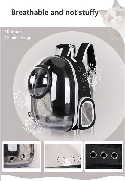 Pet Space Capsule Backpack, Small Medium Cat Puppy Dog Carrier, Transparent Breathable Heat Proof, Pet Carrier for Travel Hiking Walking Camping (Pink)