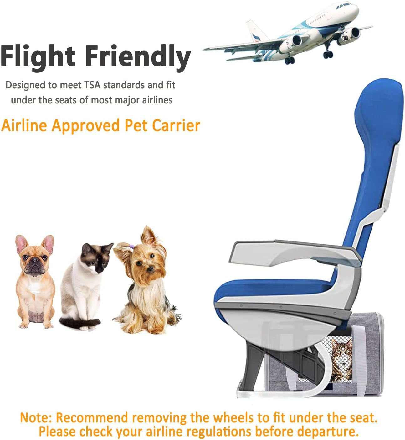 Dog Carrier with Wheels, Airline Approved Outdoor Rolling Pet Carrier with Telescopic Handle and Shoulder Strap for Travel, Grey