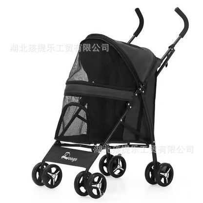 Lightweight Folding Pet Stroller Cat Dog Four Wheel Stroller Pet Out Teddy Cat Stroller