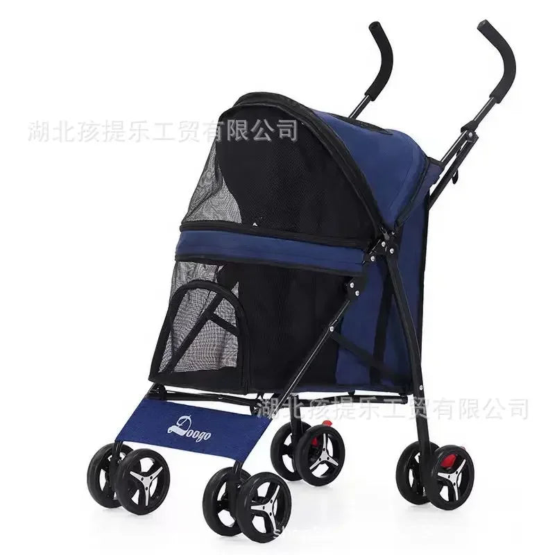 Lightweight Folding Pet Stroller Cat Dog Four Wheel Stroller Pet Out Teddy Cat Stroller