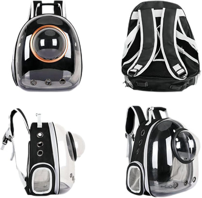 Pet Space Capsule Backpack, Small Medium Cat Puppy Dog Carrier, Transparent Breathable Heat Proof, Pet Carrier for Travel Hiking Walking Camping (Pink)
