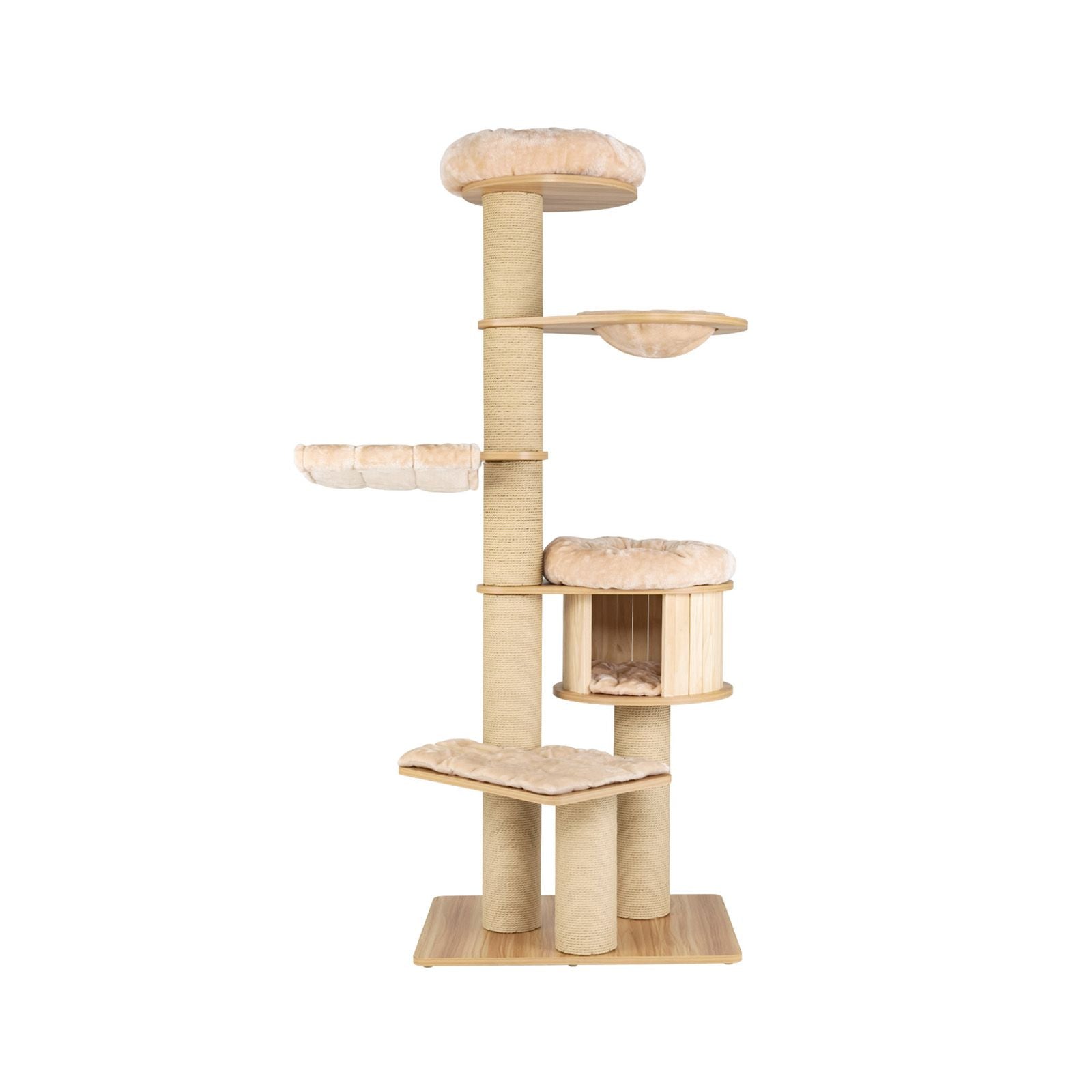 Modern Tall Cat Tree Tower with Wooden Cat Condo