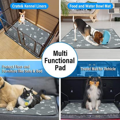 Washable Pee Pads for Dogs, 2 Pack, Non-Slip Dog Pads with Heavy Absorbency, Reusable Training Pads, Waterproof Mat for Whelping, Playpen, Crate, Kennel and Outdoors, 60X 45Cm