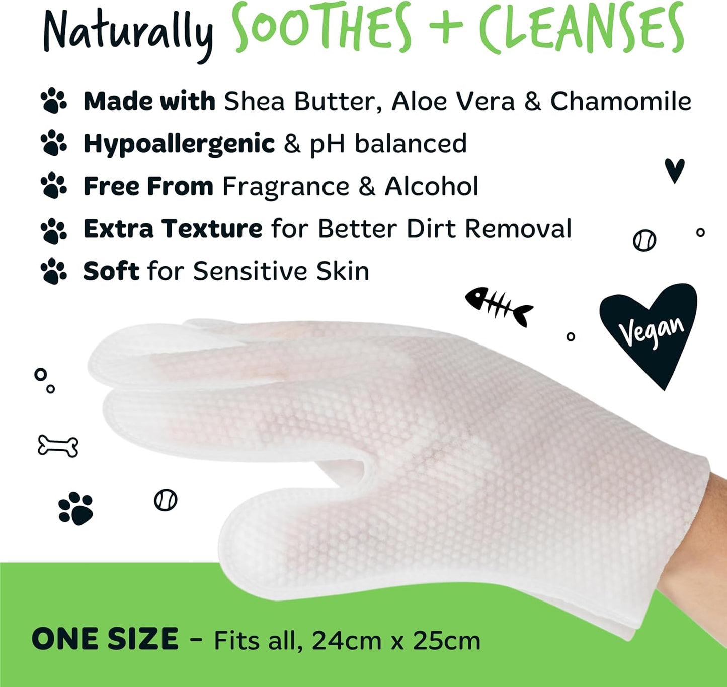 Dog Glove Wipes, Pet Wipes for Full Body, Eye Wipes, Ear Wipes, Bum & Paws. 30 Sensitive Dog Grooming Glove Wipes for Dogs, Puppy & Cat Grooming, One Size Fits All (Fragrance Free)
