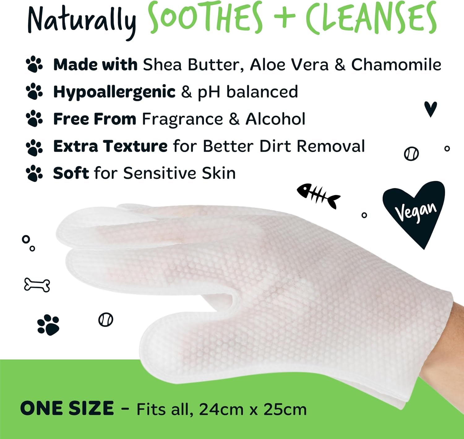 Dog Glove Wipes, Pet Wipes for Full Body, Eye Wipes, Ear Wipes, Bum & Paws. 30 Sensitive Dog Grooming Glove Wipes for Dogs, Puppy & Cat Grooming, One Size Fits All (Fragrance Free)