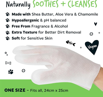 Dog Glove Wipes, Pet Wipes for Full Body, Eye Wipes, Ear Wipes, Bum & Paws. 30 Sensitive Dog Grooming Glove Wipes for Dogs, Puppy & Cat Grooming, One Size Fits All (Fragrance Free)