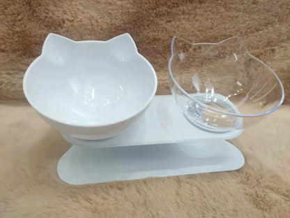 Non-Slip Double Cat Bowl Pet Water Food Feed Dog Bowls Pet Bowl with Inclination Stand Cats Feeder Feeding Bowl Kitten Supplies