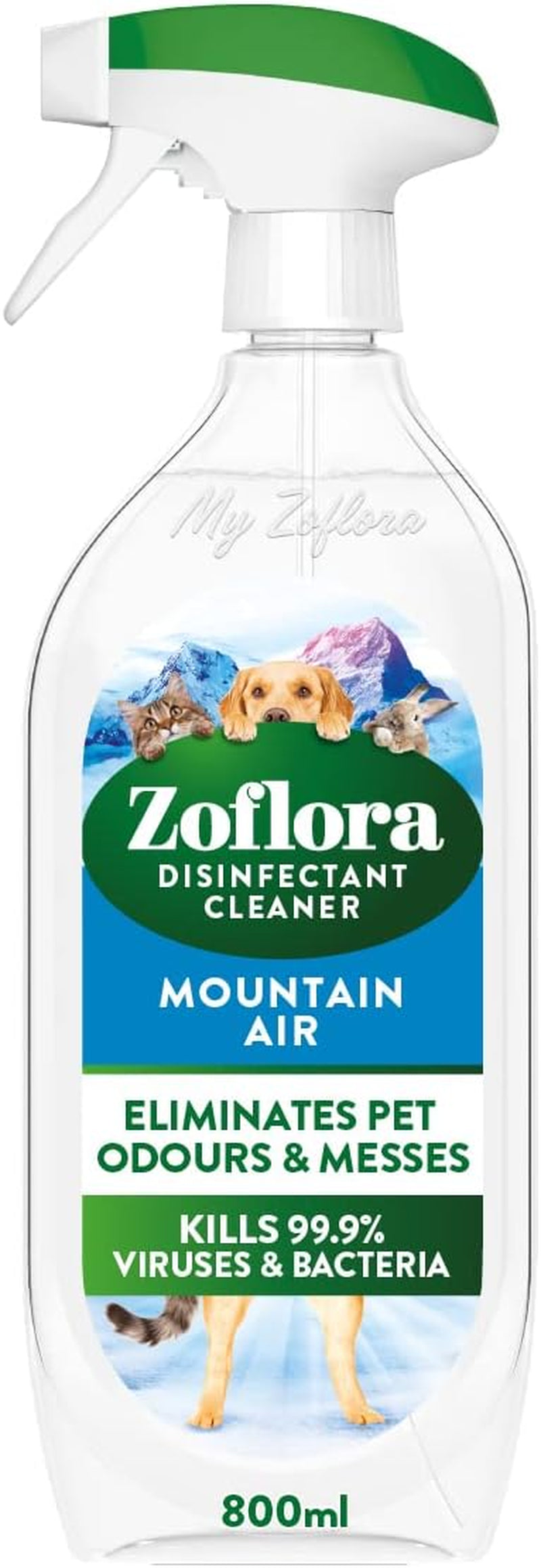 Zoflora - Mountain Air Multipurpose Disinfectant Trigger Spray, 1 X 800Ml, Antibacterial Multi-Surface Cleaner, Pet-Safe, Kills 99.9% of Bacteria & Viruses.