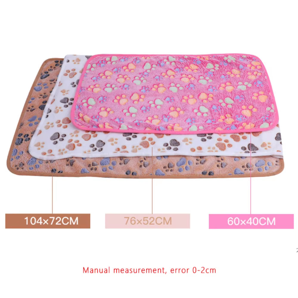Soft Fluffy High Quality Multicolor Pet Blanket Cute Dog Paw Print Blanket Pet Mat Warm and Comfortable Blanket for Cat Dogs