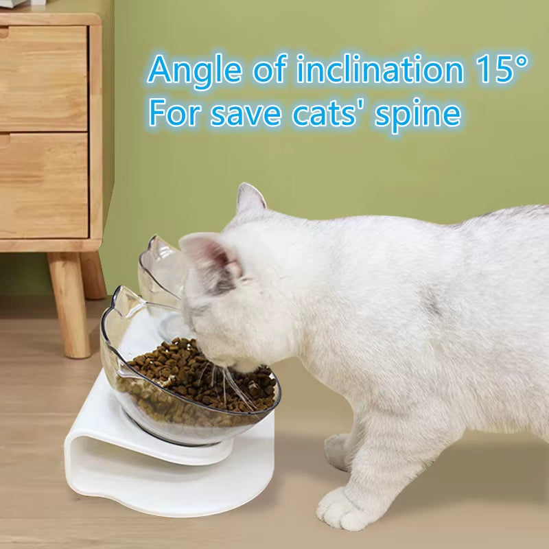 Non-Slip Double Cat Bowl Pet Water Food Feed Dog Bowls Pet Bowl with Inclination Stand Cats Feeder Feeding Bowl Kitten Supplies