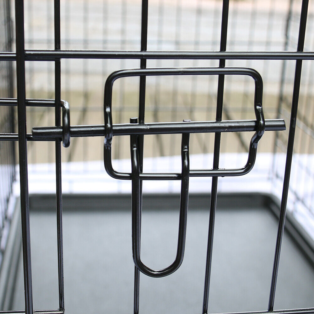 Metal Dog Cage Puppy Animal Training Kennel Pet Carrier Crates 24"-48" Black