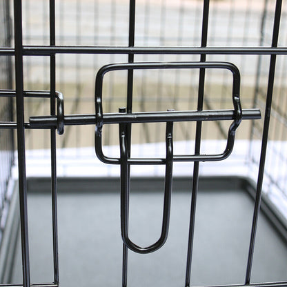 Metal Dog Cage Puppy Animal Training Kennel Pet Carrier Crates 24"-48" Black