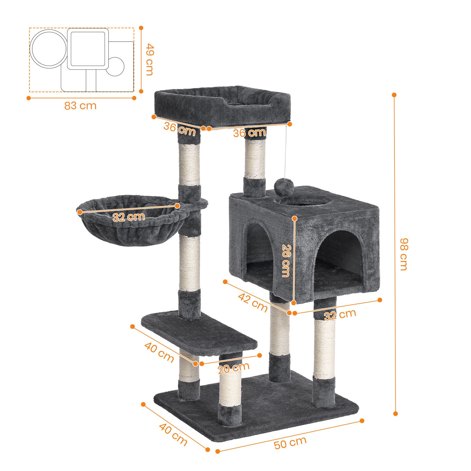 Cat Tree Large 4-Story Climbing Tower Kitten Scratching Post Pet Activity Center